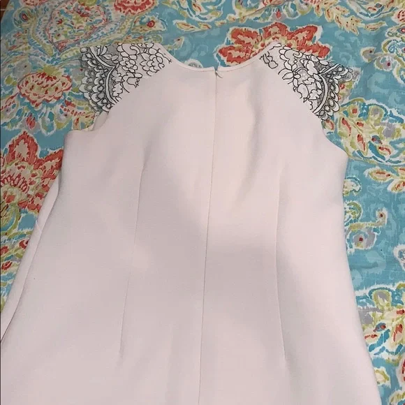 J Crew Cap Sleeve Cream Black Edged Lace Dress - Picture 7 of 7